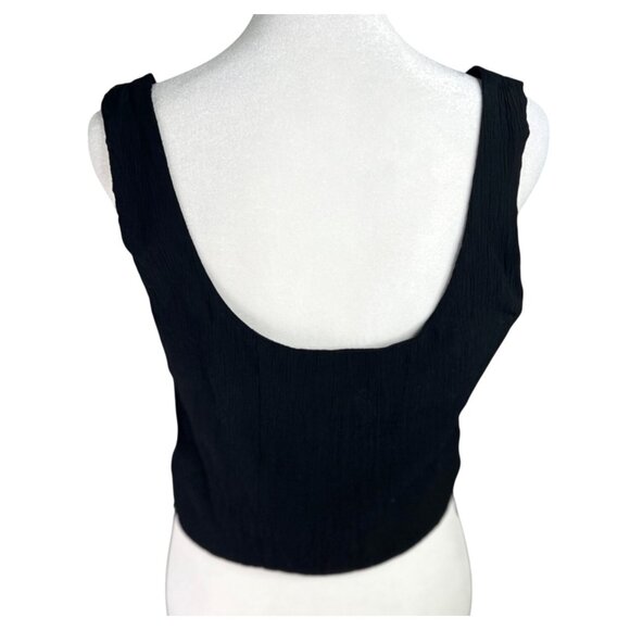 Jason Wu Womens Black Square Mother of Pearl Sleeveless Button Vest Crop Top Sma - Picture 8 of 14